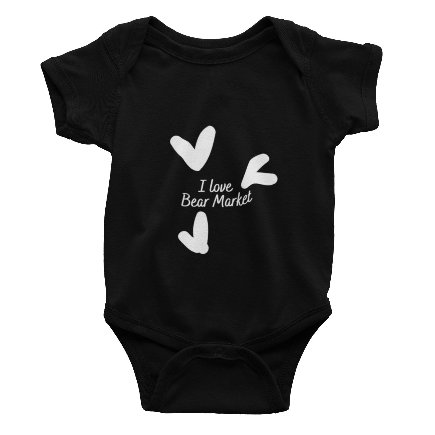 Baby Bodysuit - I Love Bear Market - White / black